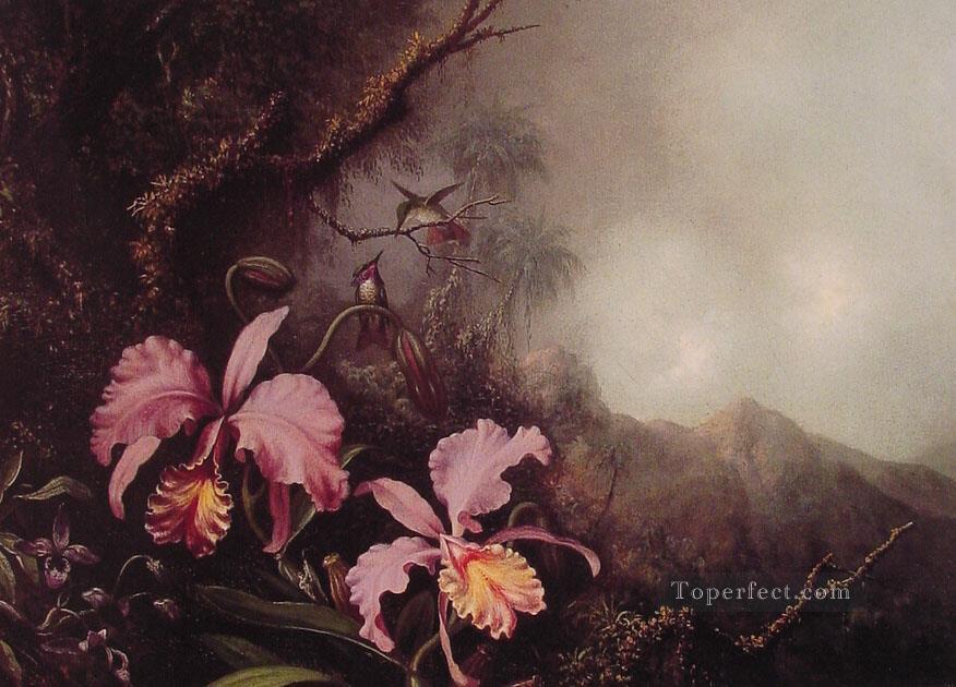 Two Orchids in a mountain Landscape flower painter Martin Johnson Heade Oil Paintings